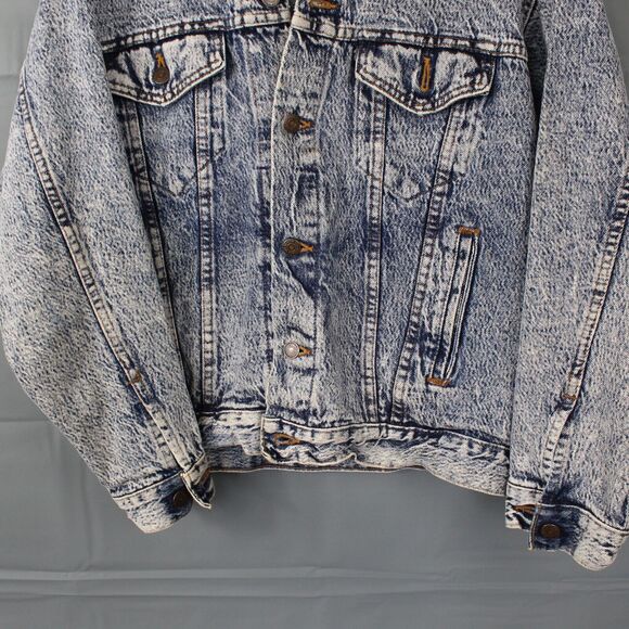 Vintage 80s Levis Jacket Medium Trucker Jean Denim Acid Wash Made In USA 70507 - Picture 4 of 10